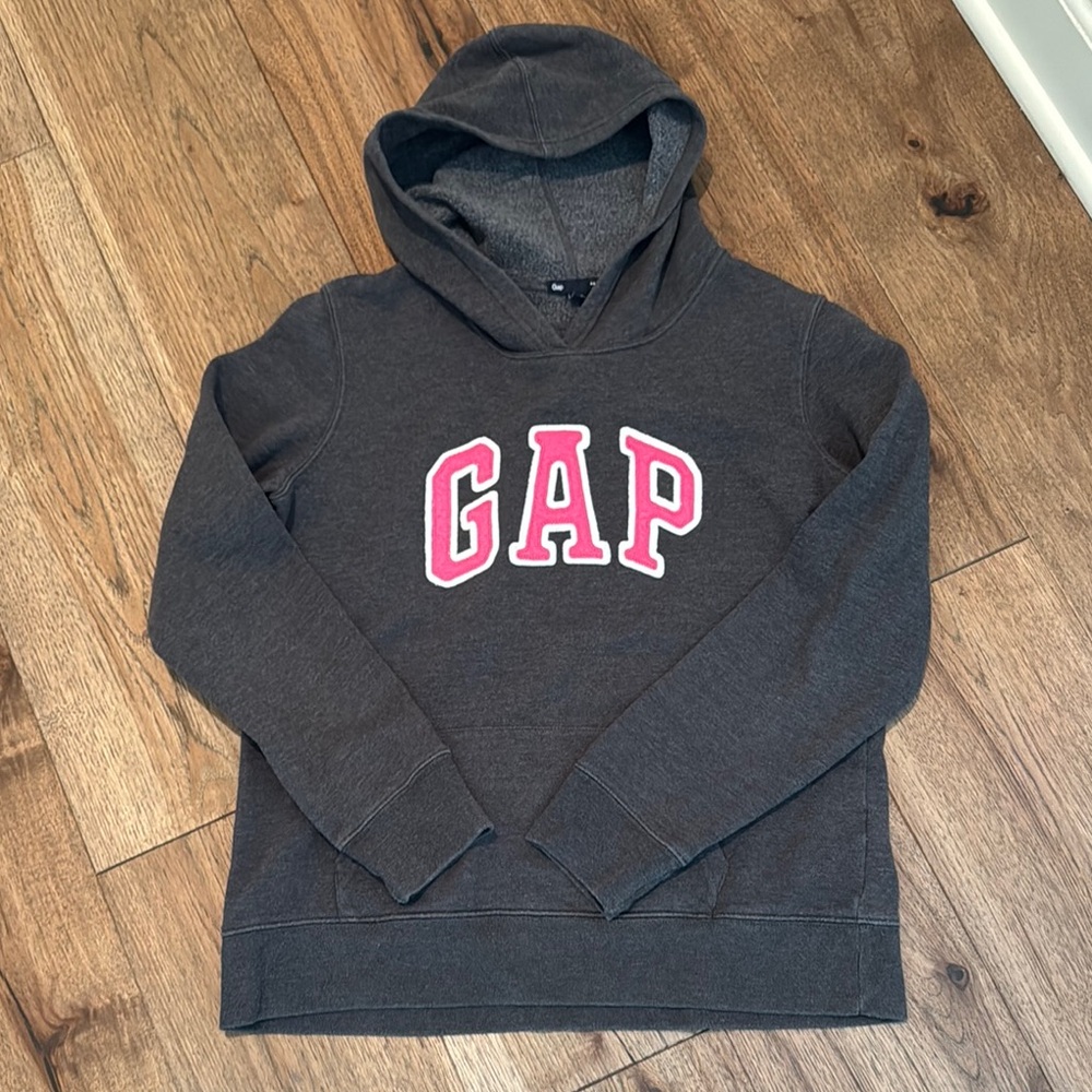 GAP Dark Gray Hoodie with Pink Logo